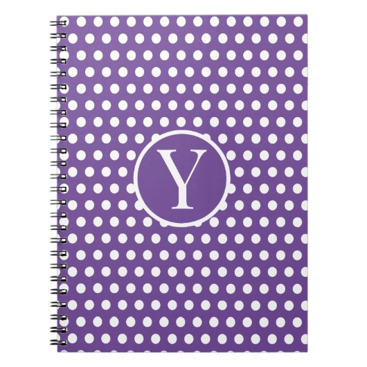 Carnet Lettre initiale classique chic Polka Dot Purple (Devant)