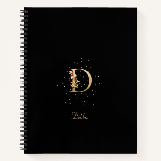 Carnet LETTRE INITIALE D MODÈLE Floral (Devant)