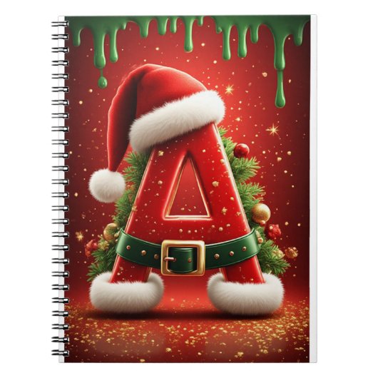 Carnet Lettre initiale de Noël A pour les cadeaux de fête (Devant)