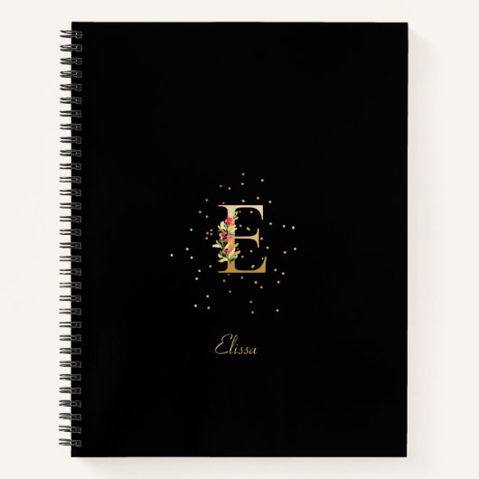 Carnet LETTRE INITIALE E MODÈLE Floral (Devant)