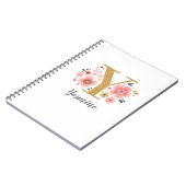 Carnet LETTRE INITIALE EN MONogramme D'OR Y Floral (Côté gauche)