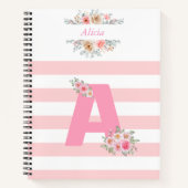 Carnet LETTRE INITIALE MONO rose A (Devant)