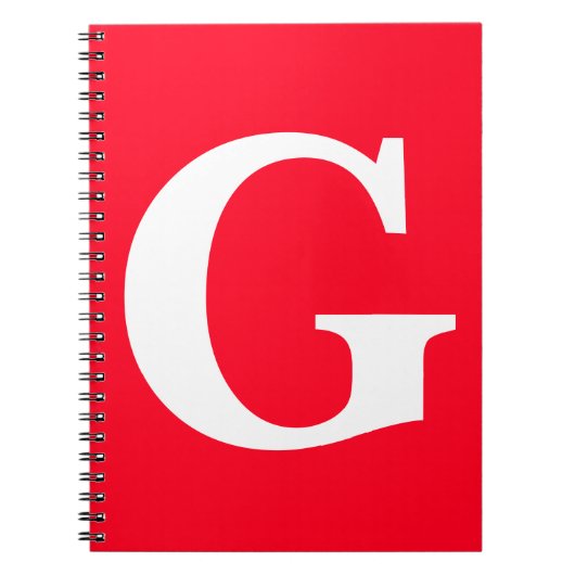 Carnet Lettre initiale Monogramme Rouge Blanc Plaine Simp (Devant)