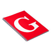 Carnet Lettre initiale Monogramme Rouge Blanc Simple Plai (Côté Droit)