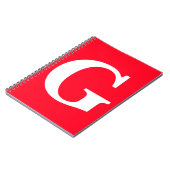 Carnet Lettre initiale Monogramme Rouge Blanc Simple Plai (Côté gauche)