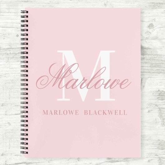 CARNET LETTRE INITIALE MONOGRAPHIQUE PERSONNALISÉE ROSE-V