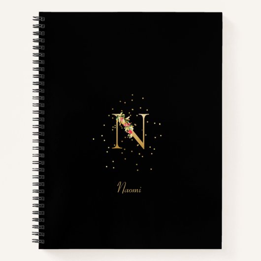 Carnet Lettre initiale N en monogramme moderne avec motif (Devant)