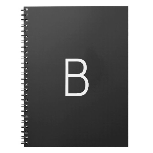 Carnet Lettre initiale noire Monogramme moderne (Devant)
