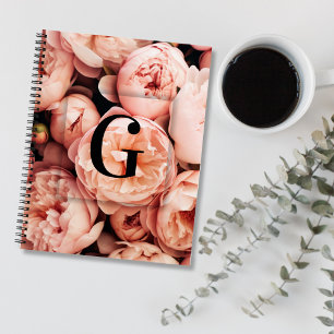 Carnet Lettre initiale personnalisée élégante G Pivoines