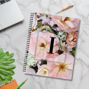Carnet Lettre initiale personnalisée élégante I Roses Mon