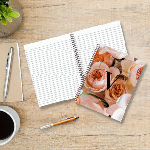 Carnet Lettre initiale personnalisée élégante V Roses Mon