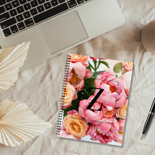 Carnet Lettre initiale personnalisée élégante Z Roses Mon