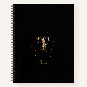 Carnet Lettre initiale T en monogramme moderne avec motif