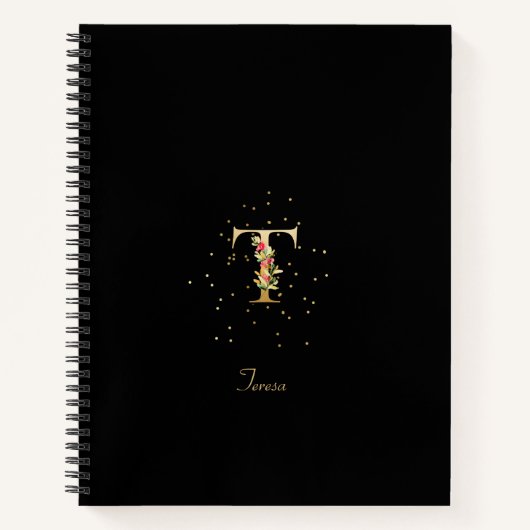 Carnet Lettre initiale T en monogramme moderne avec motif (Devant)