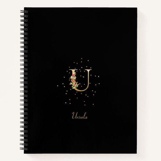 Carnet Lettre initiale U en monogramme moderne avec motif (Devant)
