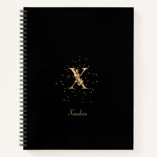 Carnet Lettre initiale X en monogramme moderne avec motif