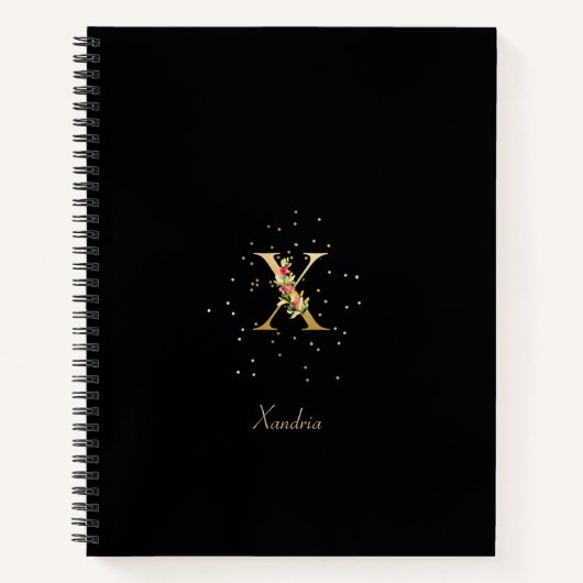 Carnet Lettre initiale X en monogramme moderne avec motif (Devant)