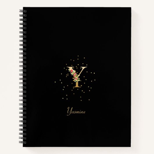 Carnet Lettre initiale Y en monogramme moderne à motif fl (Devant)