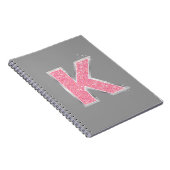 Carnet Lettre K pailletée rose (Côté Droit)