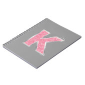 Carnet Lettre K pailletée rose (Côté gauche)