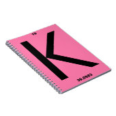 Carnet Lettre K rose (Côté Droit)