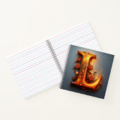 Carnet Lettre (L) avec des roses roses (Intérieur)