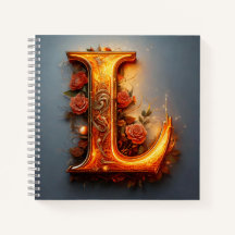 Lettre (L) avec des roses roses