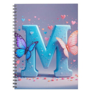 Carnet Lettre M colorée avec papillons