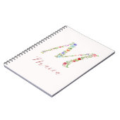 Carnet LETTRE M MONOGRAPHIQUE Florale Aquarelle personnal (Côté gauche)