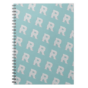 Carnet Lettre monogramme d'argent Aqua Mint R