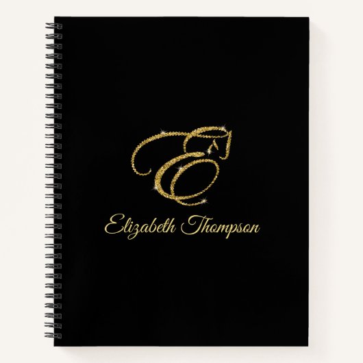 Carnet Lettre monogramme E Cheval en parties scintillant (Devant)