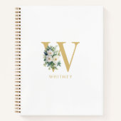 Carnet Lettre monogramme Floral Nom initial (Devant)