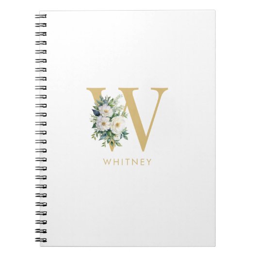 Carnet Lettre monogramme Floral Nom initial (Devant)