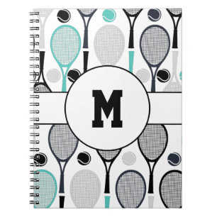 Carnet Lettre monogramme Nom du joueur Tennis personnalis