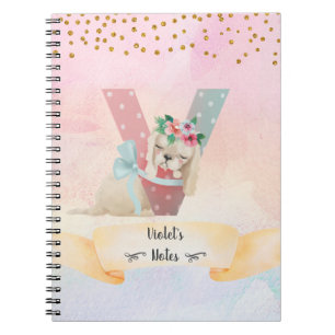 Carnet Lettre monogramme V Baby Dog Homeschool Girl