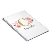 Carnet LETTRE MONOGRAPHIQUE Florale D'OR Rose Fille C (Côté Droit)
