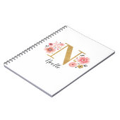 Carnet LETTRE MONOGRAPHIQUE Florale D'OR Rose N (Côté gauche)