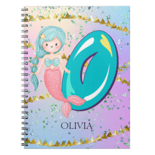 Carnet Lettre O Monogramme Aquarelle mignonne Sirène