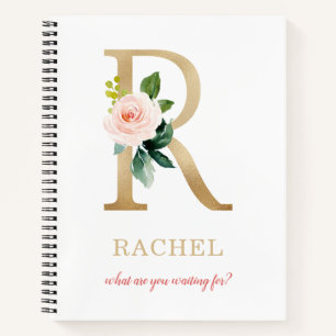 Carnet Lettre or monogramme R   Moto ou devis floraux