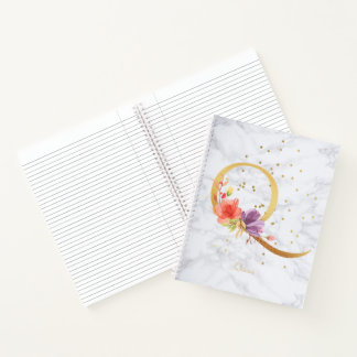 Carnet Lettre Q Monogramme Doré Aquarelle Marbre Moderne