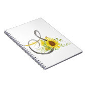Carnet lettre S calligraphie tournesol aquarelle (Côté Droit)