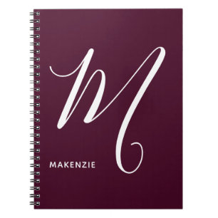 Carnet Lettre script monogramme M Bourgogne