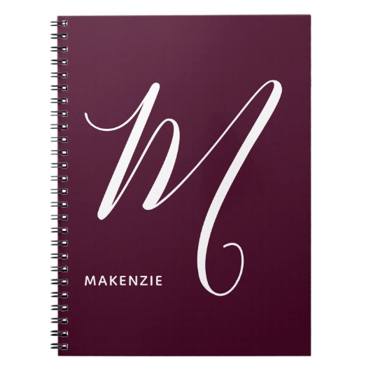 Carnet Lettre script monogramme M Bourgogne (Devant)