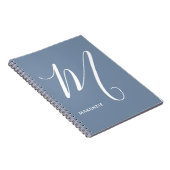 Carnet Lettre Script monogramme simple M Bleu & Blanc (Côté Droit)