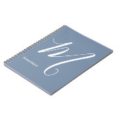 Carnet Lettre Script monogramme simple M Bleu & Blanc (Côté gauche)