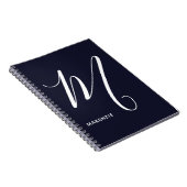 Carnet Lettre Script monogramme simple M Navy Bleu (Côté Droit)