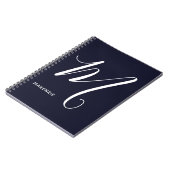 Carnet Lettre Script monogramme simple M Navy Bleu (Côté gauche)