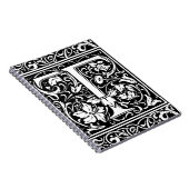 Carnet Lettre T Monogramme médiéval Art Nouveau (Côté Droit)