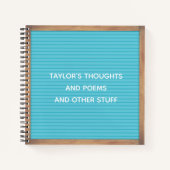 Carnet LETTRE Turquoise CARTE SIGNE MESURE MESURE (Devant)