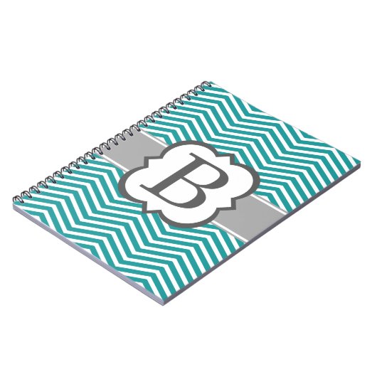 Carnet LETTRE Turquoise MONOGRAPHIQUE BLANCHE B Chevron (Côté gauche)